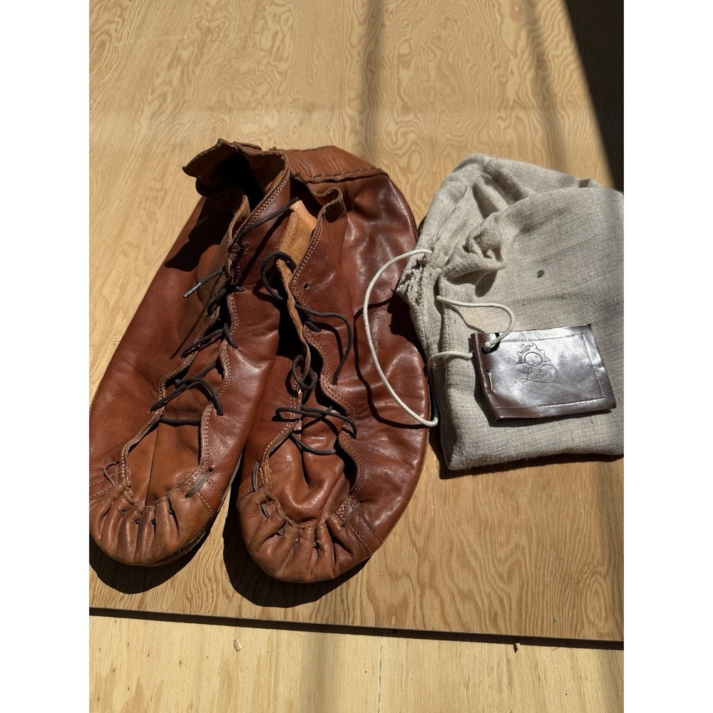 Lucina Calzature Handmade Italian Soft Leather Moccasin Shoes Boots Brown sz 10